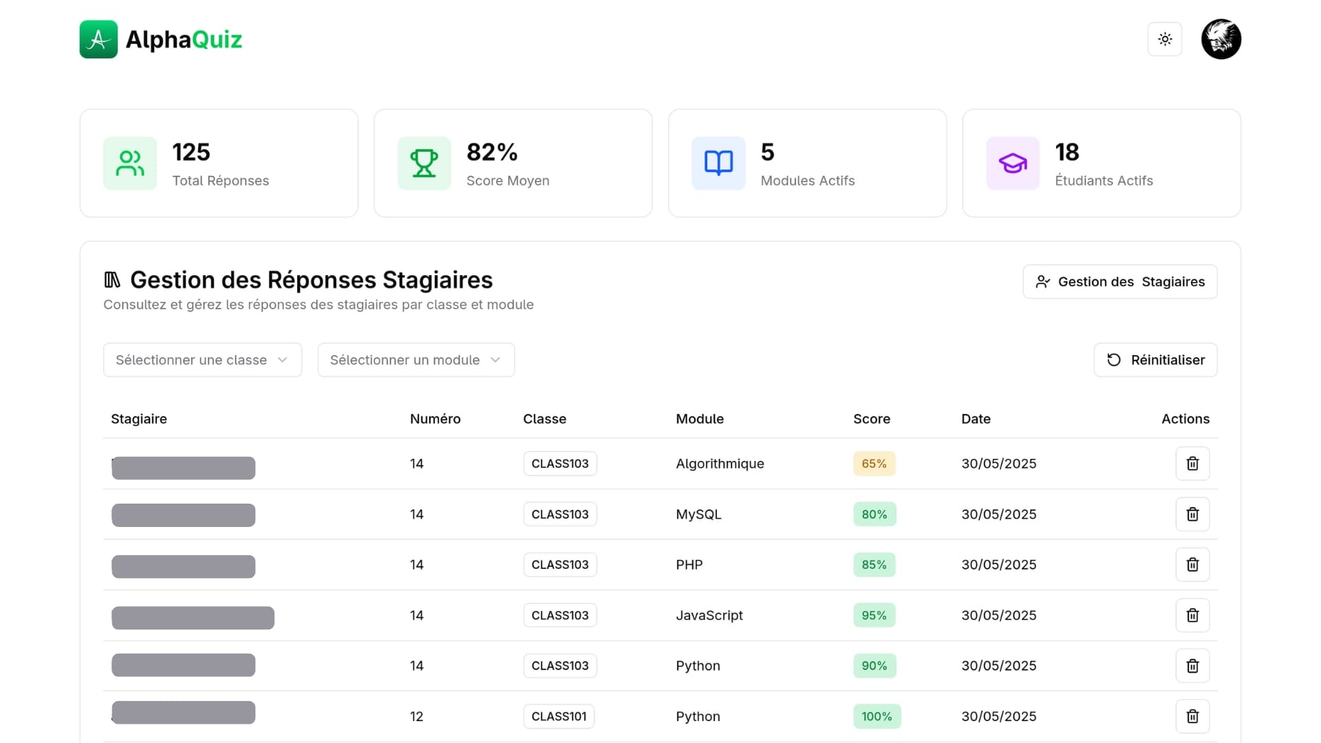 AlphaQuiz – Full-Stack Web Testing Platform for First-Year Development Trainees thumbnail 10